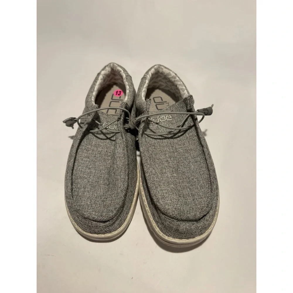 Hey Dude Wally Stretch Limestone Men's Casual Shoes Gray. Grey laces. Size 13